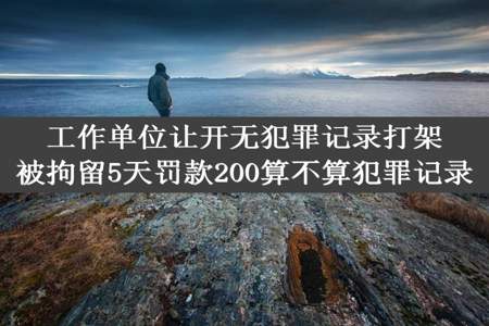 工作单位让开无犯罪记录打架被拘留5天罚款200算不算犯罪记录