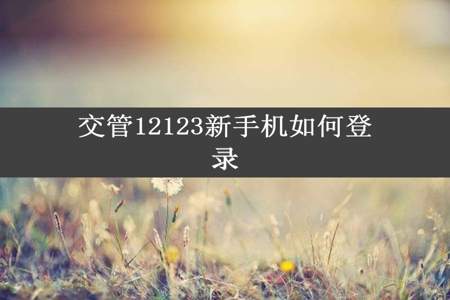 交管12123新手机如何登录