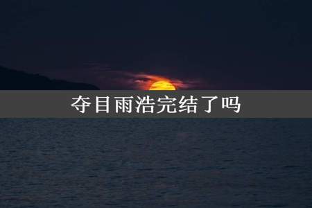 夺目雨浩完结了吗