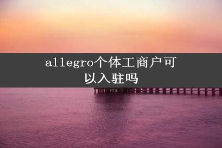 allegro个体工商户可以入驻吗