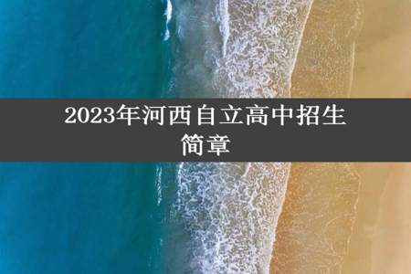 2023年河西自立高中招生简章