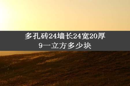 多孔砖24墙长24宽20厚9一立方多少块