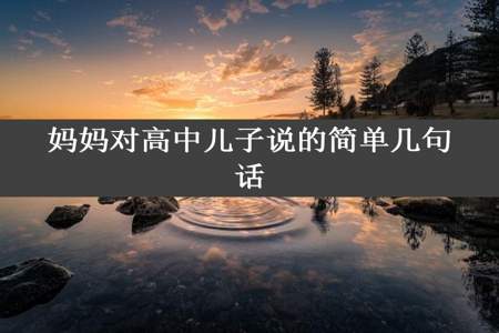 妈妈对高中儿子说的简单几句话