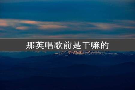 那英唱歌前是干嘛的