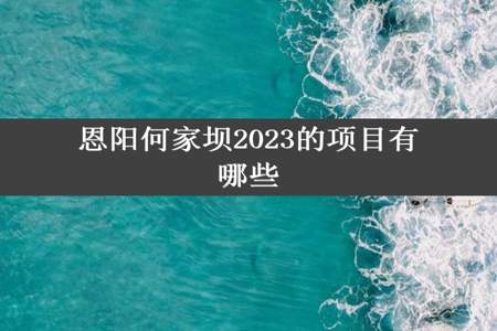 恩阳何家坝2023的项目有哪些