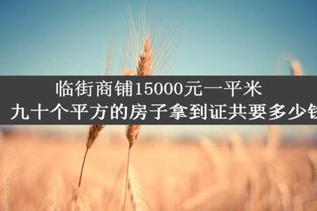 临街商铺15000元一平米，九十个平方的房子拿到证共要多少钱