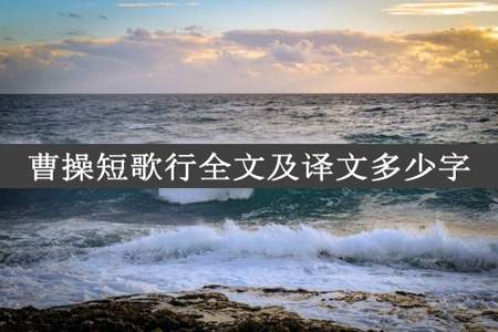 曹操短歌行全文及译文多少字