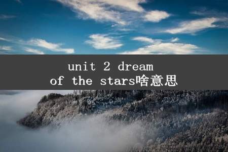 unit 2 dream of the stars啥意思