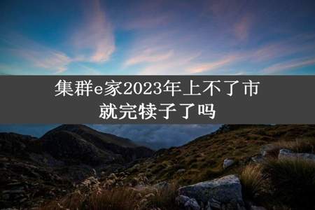 集群e家2023年上不了市就完犊子了吗