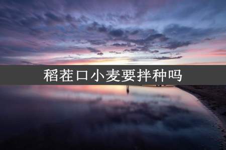 稻茬口小麦要拌种吗