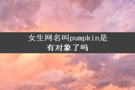 女生网名叫pumpkin是有对象了吗