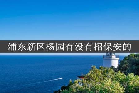 浦东新区杨园有没有招保安的