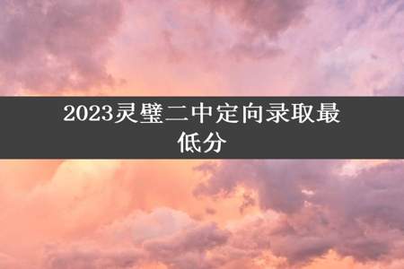 2023灵璧二中定向录取最低分