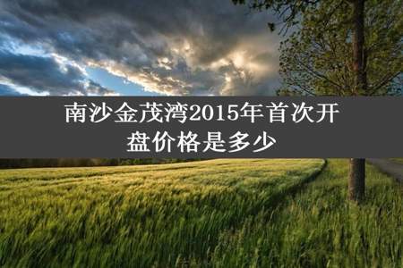 南沙金茂湾2015年首次开盘价格是多少