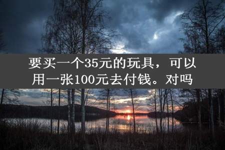 要买一个35元的玩具，可以用一张100元去付钱。对吗