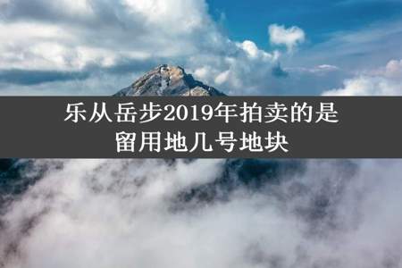 乐从岳步2019年拍卖的是留用地几号地块