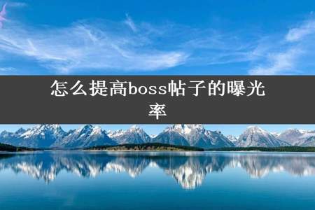 怎么提高boss帖子的曝光率