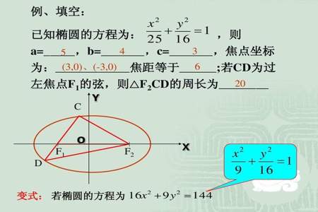 椭圆方程中a表示什么