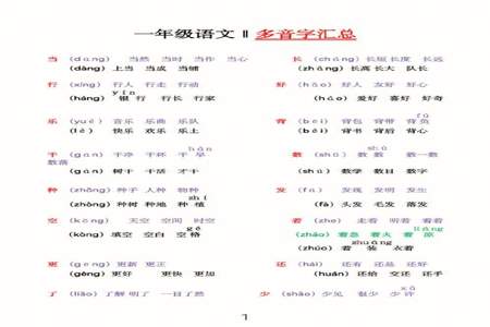 一年级小雨点里有多音字吗