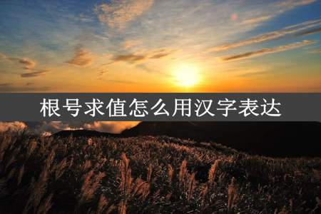 根号求值怎么用汉字表达